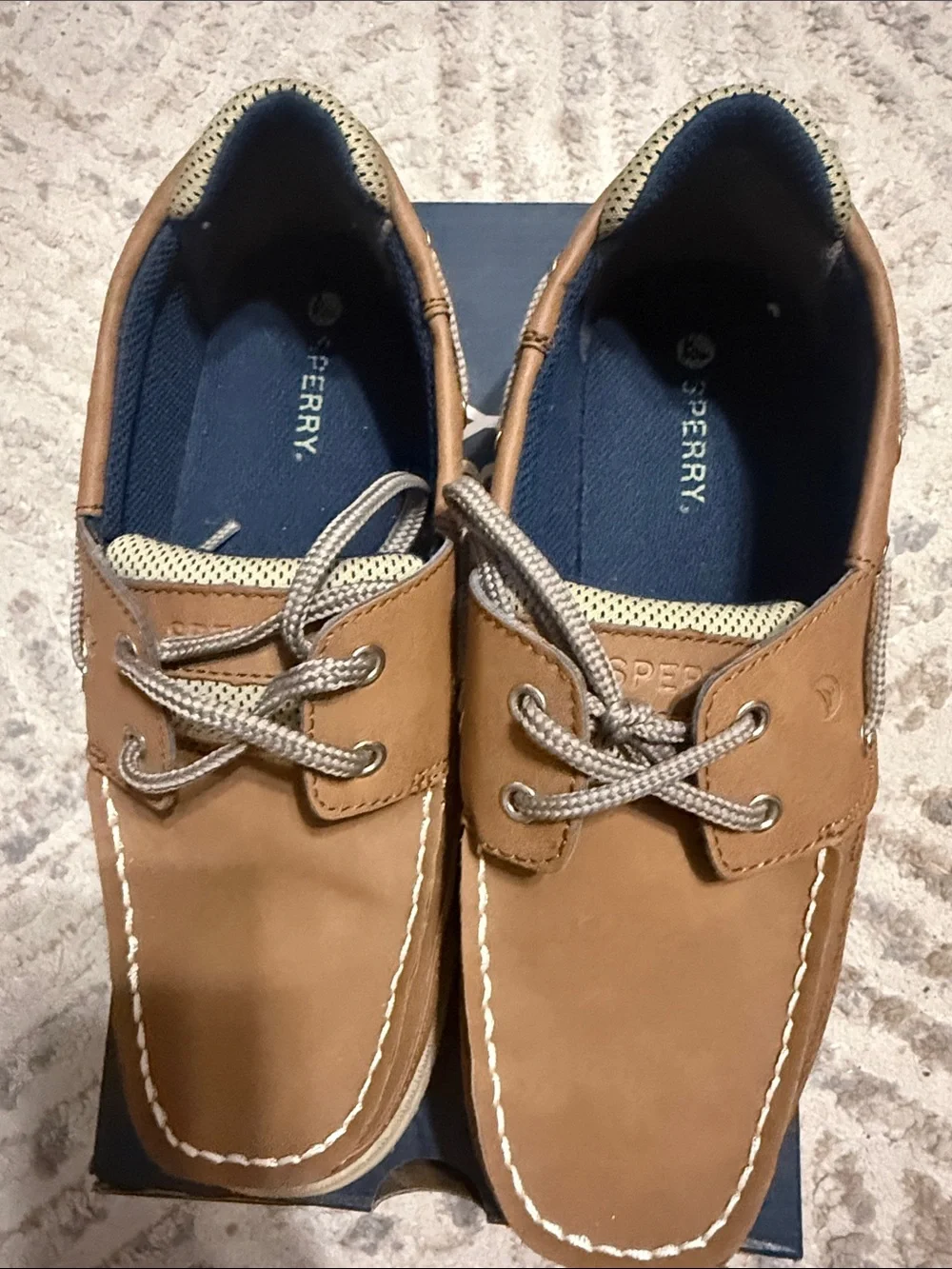 Sperry Kids Tan Leather Moccasin Boat Shoes